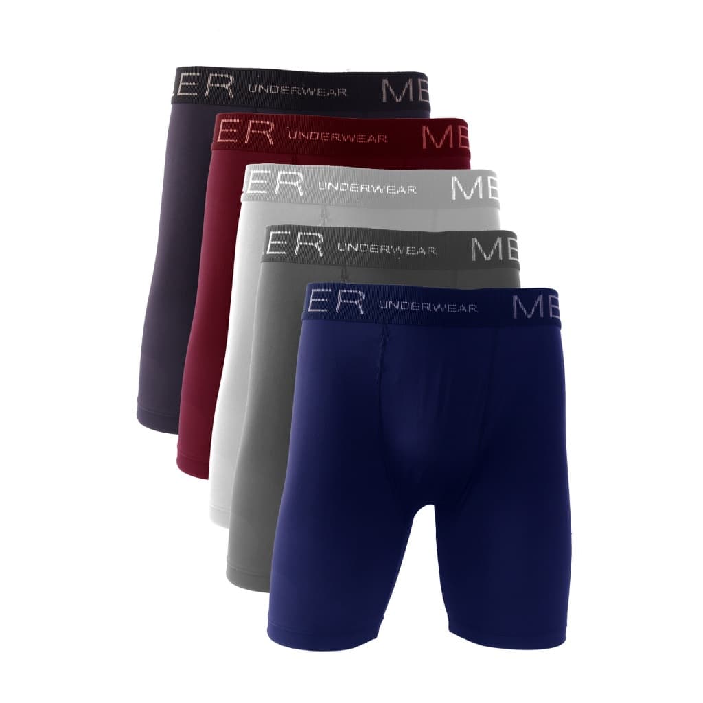 Kit 5 Cuecas Plus size Long Leg Mechler Poliamida Boxer Não Enrola Original Masculina Cueca Longa Microfibra Box Ciclist