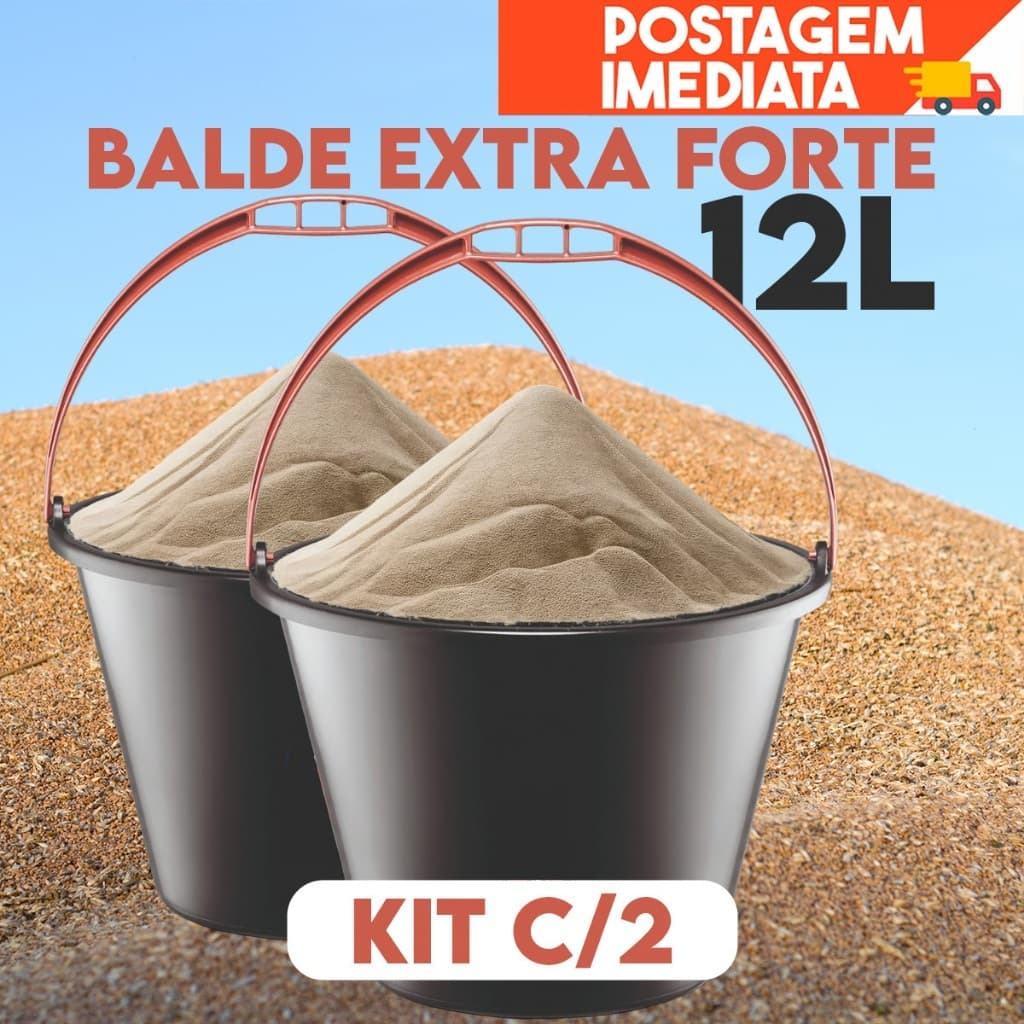 Balde Plástico Com Alça 12 Litros Kit 2und Envio já PROMOÇÃO