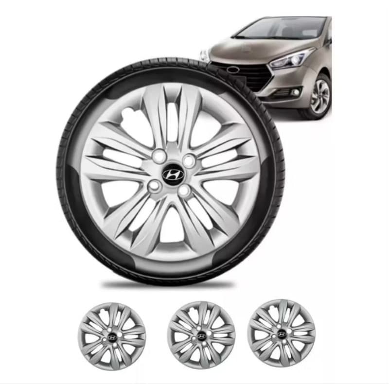 jogo 4 calotas HB20 aro 15 hatch sedan com emblemas