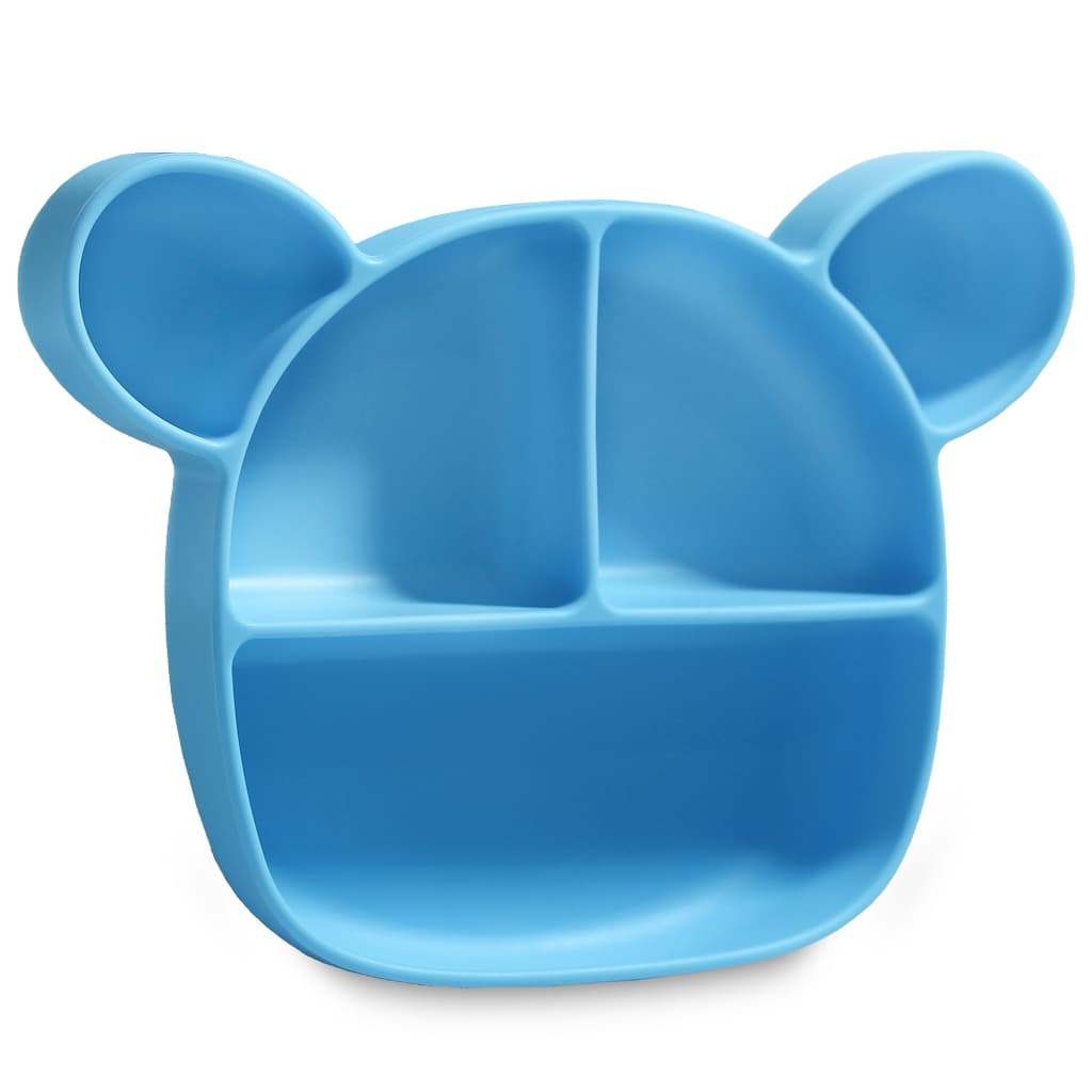 Prato Infantil com Divisória e Ventosa em Silicone Livre de BPA Tigela de Bebe Formato Ursinho