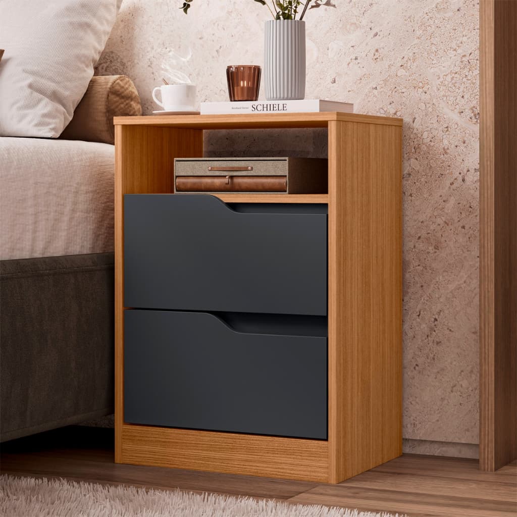 Mesa De Cabeceira Sole Multiuso Moderno Com 2 Gavetas Flex