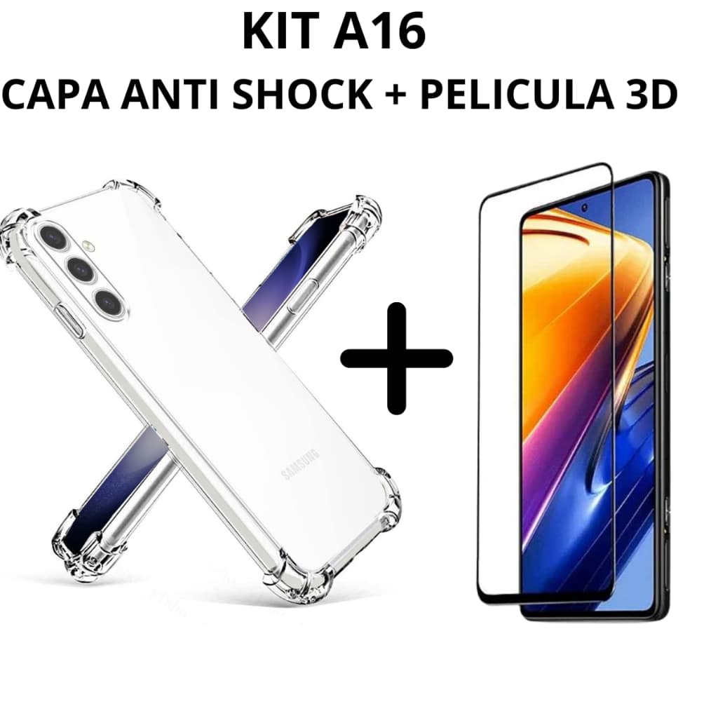 Kit  Capa A16 Capa Anti Impacto e Película 3D Super Proteção