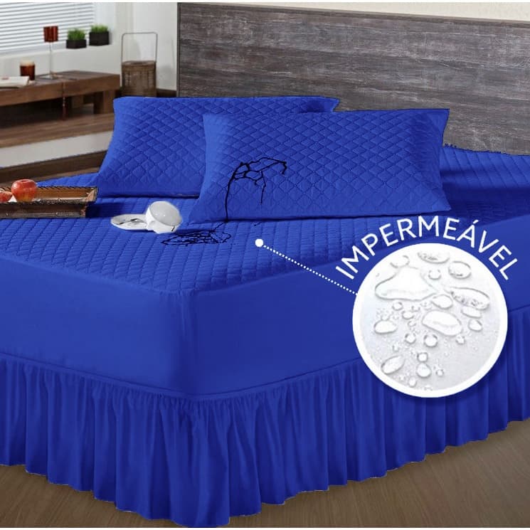 Kit Protetor Colchão Queen Impermeável + Saia Box Matelado
