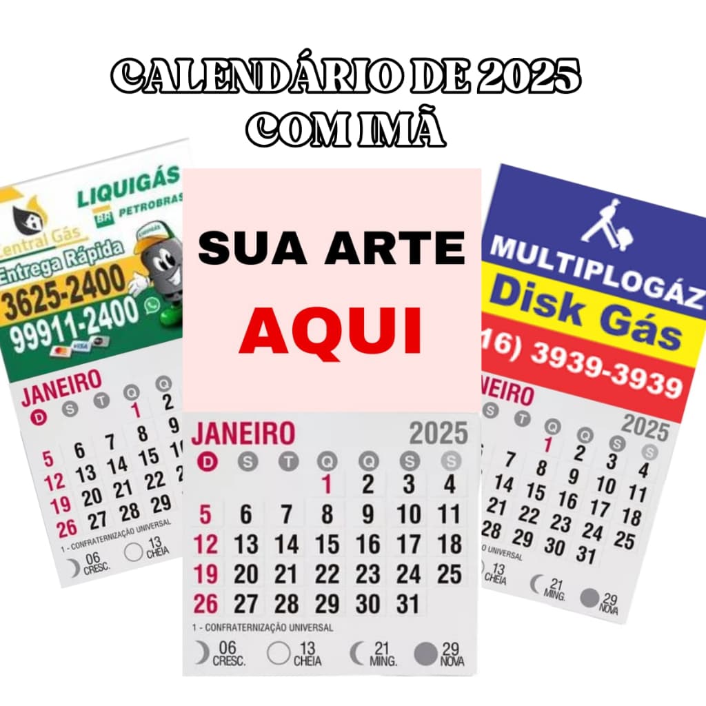 Mini calendário 2027 de geladeira com imã personalizado 40 unidades