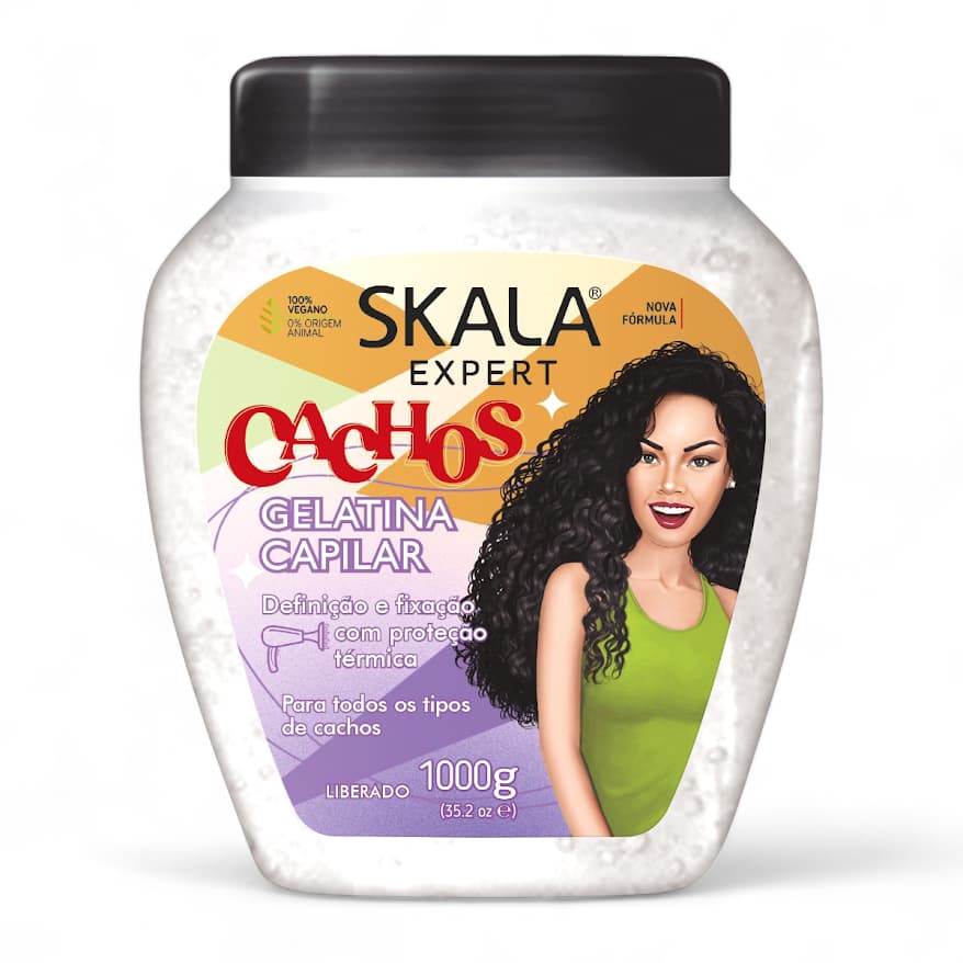 Skala Expert Gelatina Capilar Cachos 1000g - Cachos Definidos e Sem Frizz - Modela e Trata os Cabelos