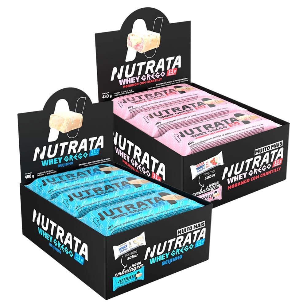 2x Whey Grego Bar - Barra de Proteína - Caixa c/ 12 barrinhas - Nutrata