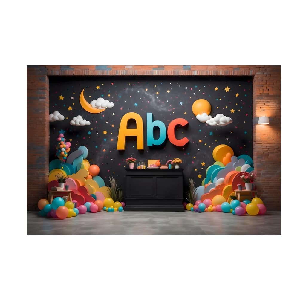 Fundo Fotográfico Volta às Aulas Formatura ABC Tecido Cenário Escola Ensaio Foto Estúdio Painel