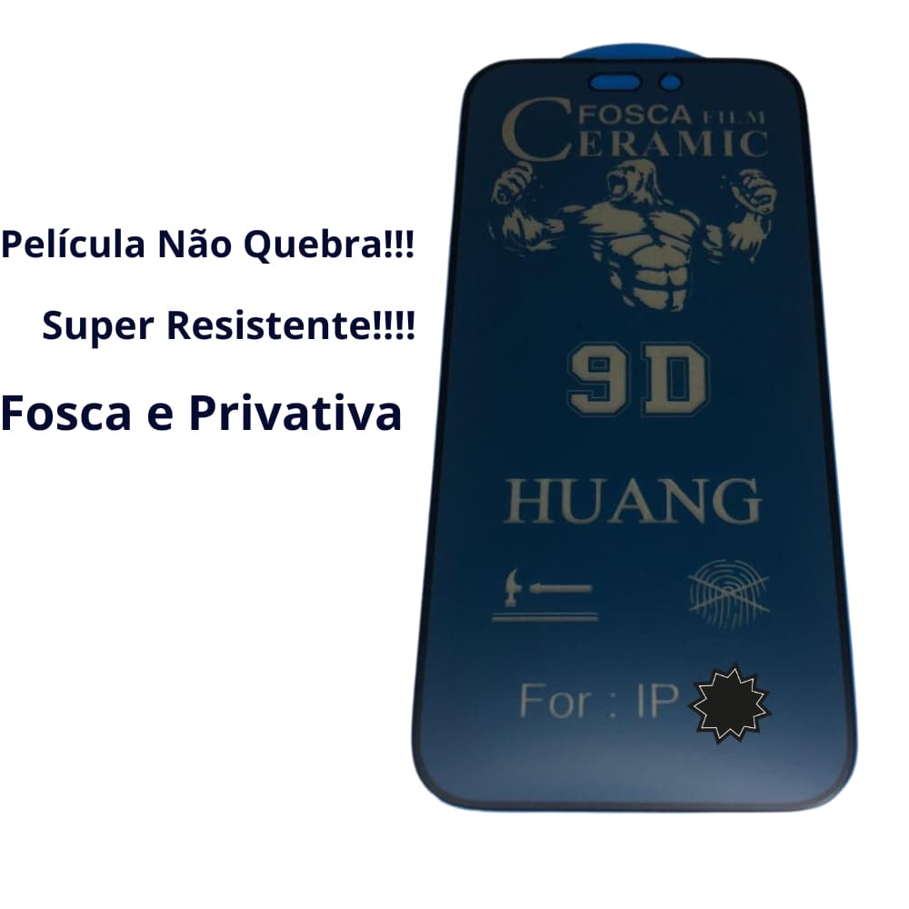 Película 9D Cerâmica Privacidade Fosca Anti Espião para IPhone 15 14 13 Pro Max/ 12/ XR/11