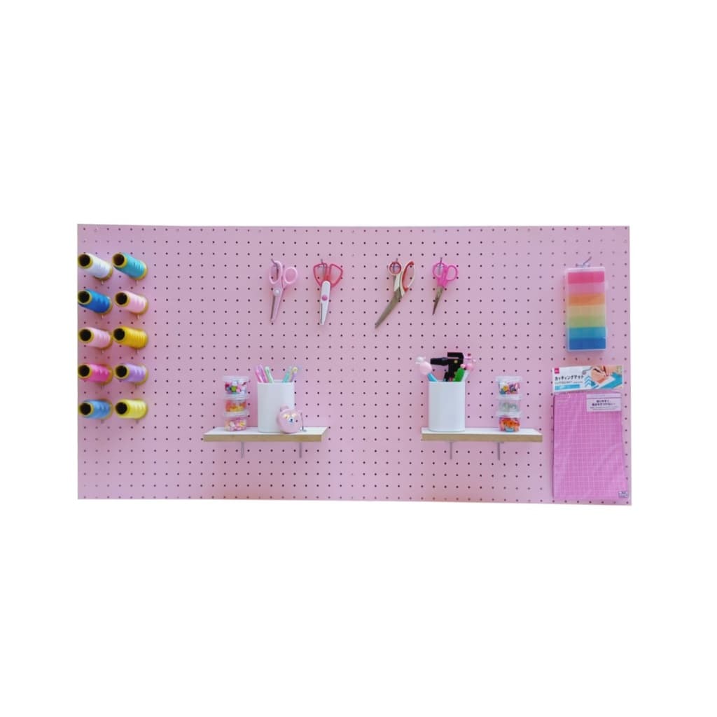 Painel Pegboard Rosa 120x60cm + 20 ganchos de 5cm