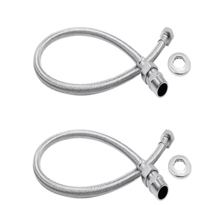 Kit 2 Engates Mangueira Flexível Trançado Aço Inox 40cm Par
