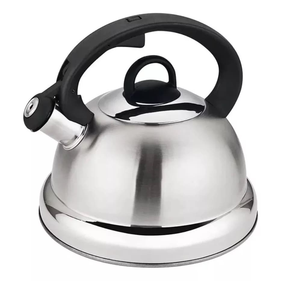 Chaleira de Inox 2,7L Brinox C/Apito Fogão Gás Elétrico Indução