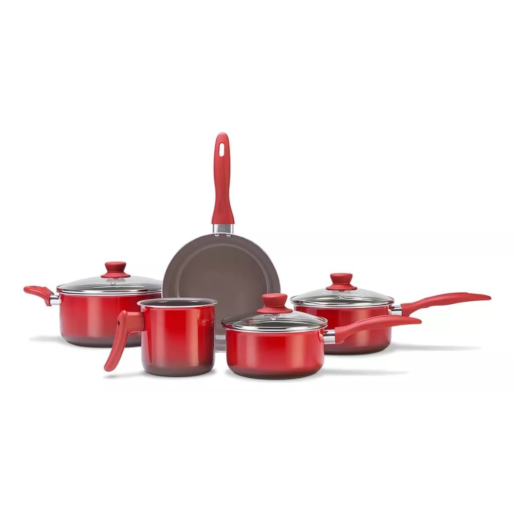 Jogo De Panelas Cerâmica Life Easy Brinox Vermelho 5 Pçs