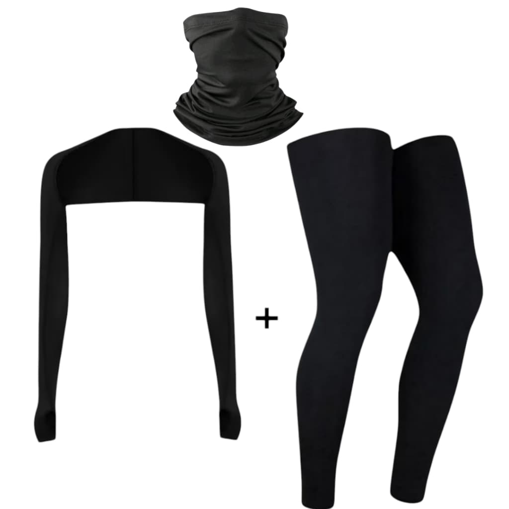 Kit Pernito  +  Manguito + Mascara Esporte Academia Ciclismo Sol Frio Protecao UV Pernote Perneira Bandana  Unissex