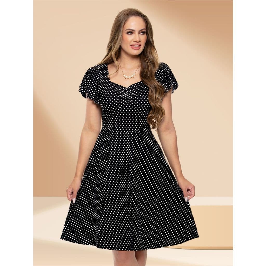 Vestido Preto e Branco em Malha Crepe