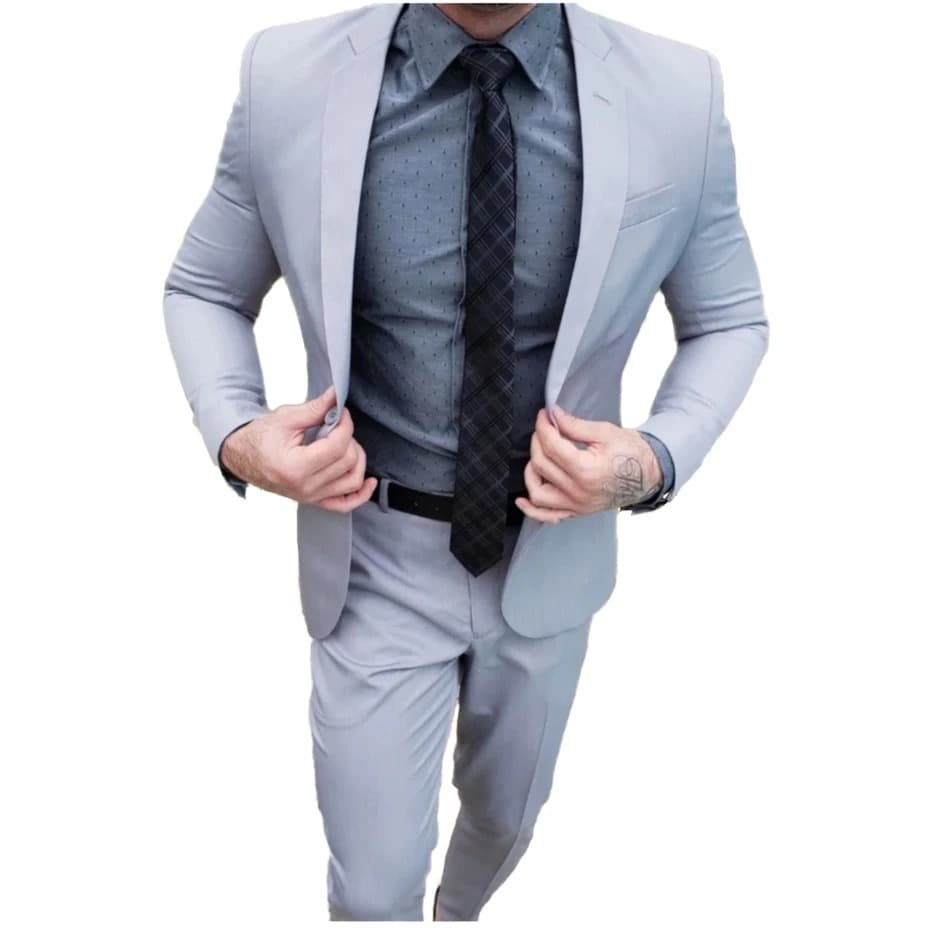 Terno Masculino Oxford Slim Corte italiano Paleto + Calça - imperdivel