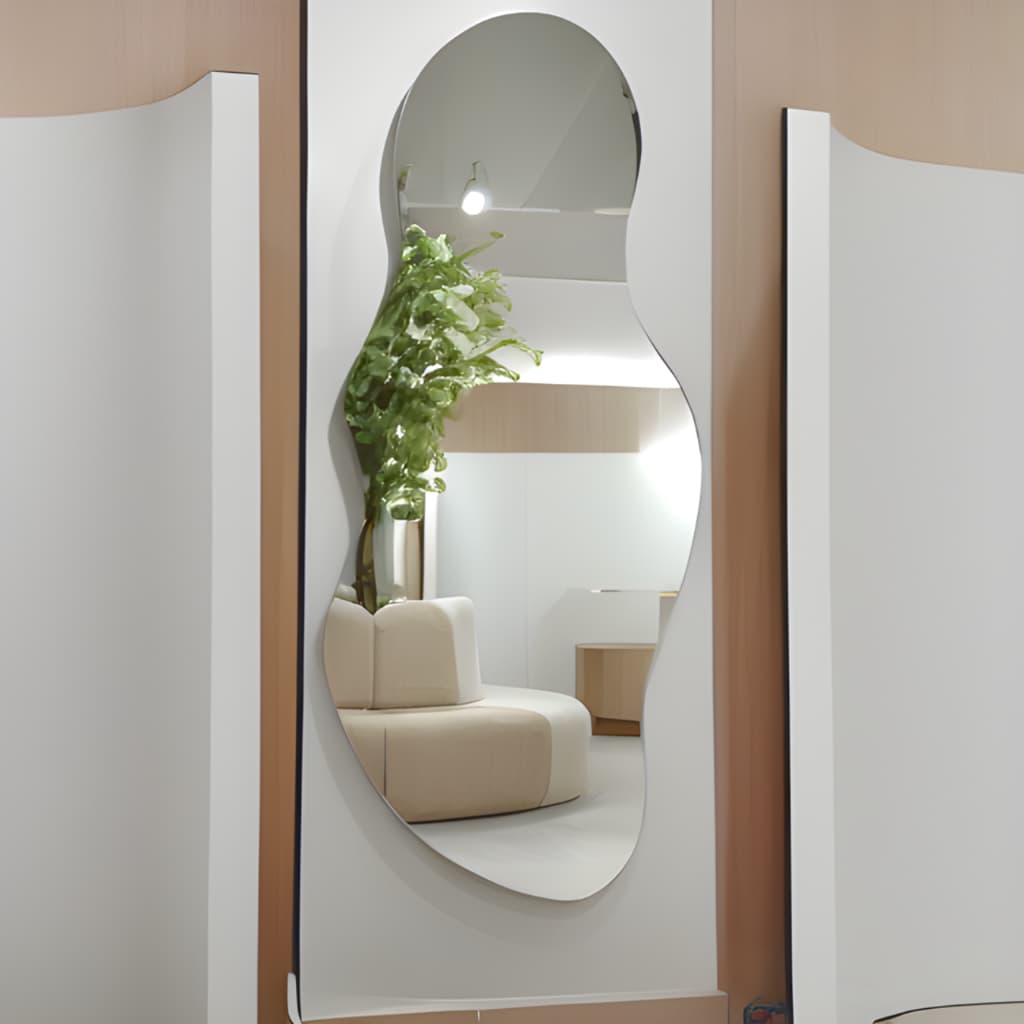 Espelho Grande Corpo Inteiro Orgânico Chique Decoração Luxo Nuvem Com Suporte Pendurador