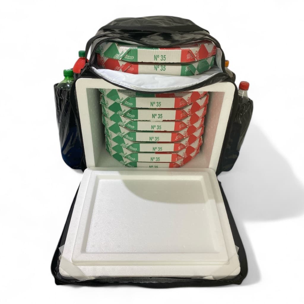 Bag motoboy para entregas delivery com caixa de isopor