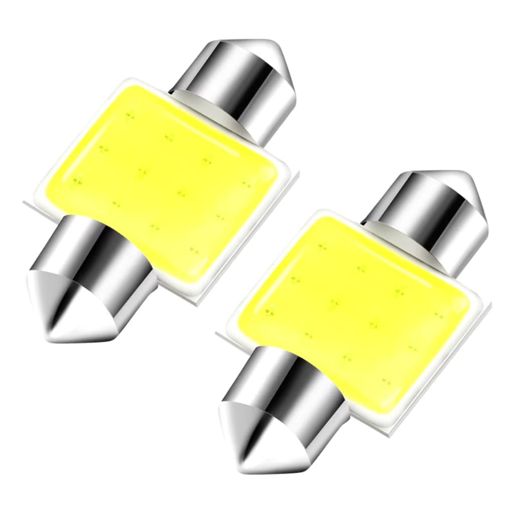 Par Lampada Led Torpedo 31mm 12 LEDs Branco 12V Luz Teto Painel Placa