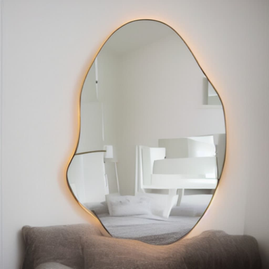 Espelho Orgânico Irregular Decoração Chique Elegante Diferente Com LED + Fonte Tomada Pinterest