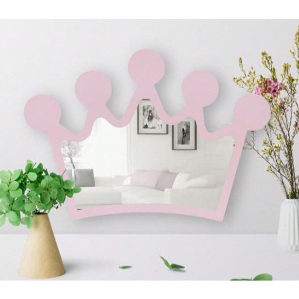 Espelho Decorativo para Quarto Infantil  Coroa em MDf e Acrílico