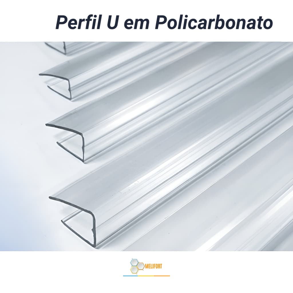Perfil U Policarbonato Acabamento Cristal 1 Metro (105 cm)