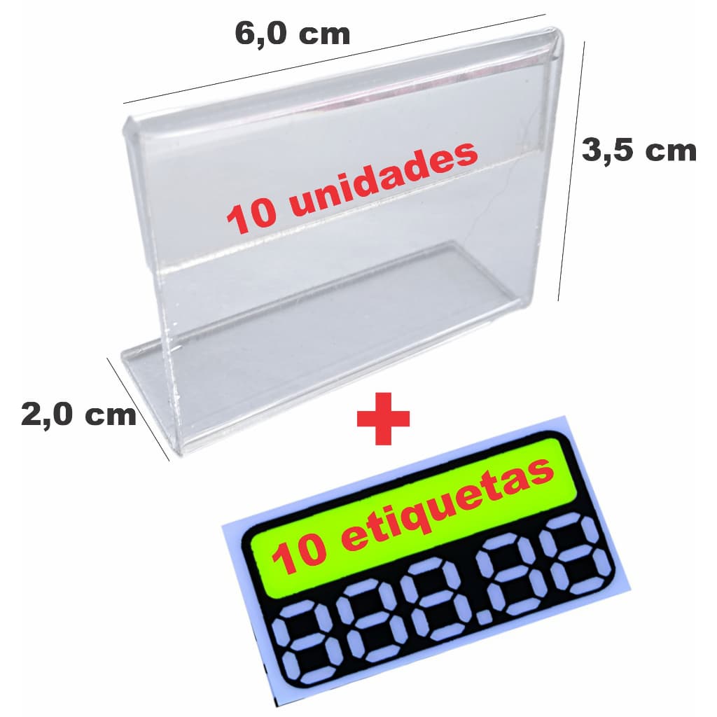 Porta preço cristal 10 unidades com etiqueta de preço reutilizável FBK 004 am