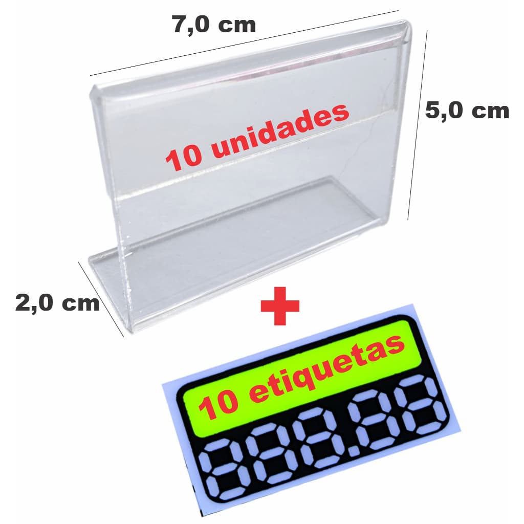 Porta preço cristal 10 unidades com etiqueta de preço reutilizável FBK 005 am