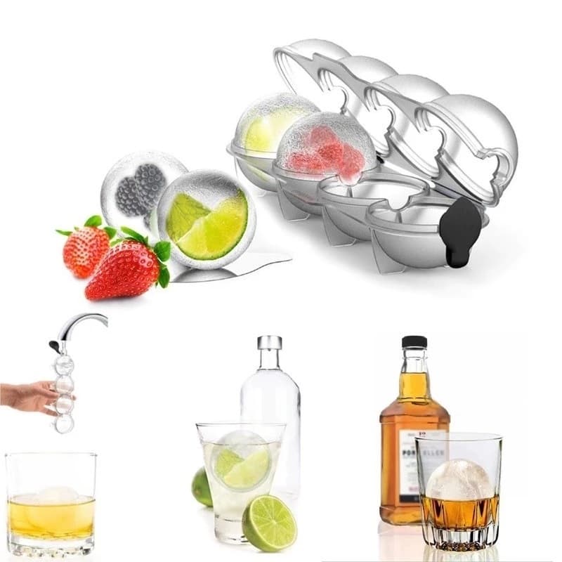 Forma de Gelo Esférico Reutilizável Molde para Bolas de Gelo