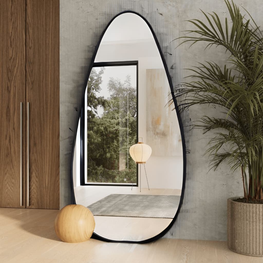 Espelho Orgânico Gigante Com Moldura Metalizada Dourada ou Preta Decoração Luxo Corpo Inteiro