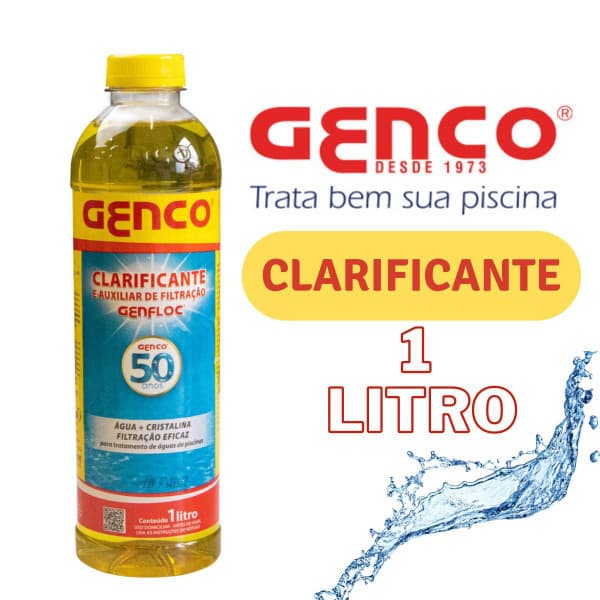 CLARIFICANTE AUXILIAR DE FILTRAÇÃO GENFLOC 1 LITRO PISCINA AGUA