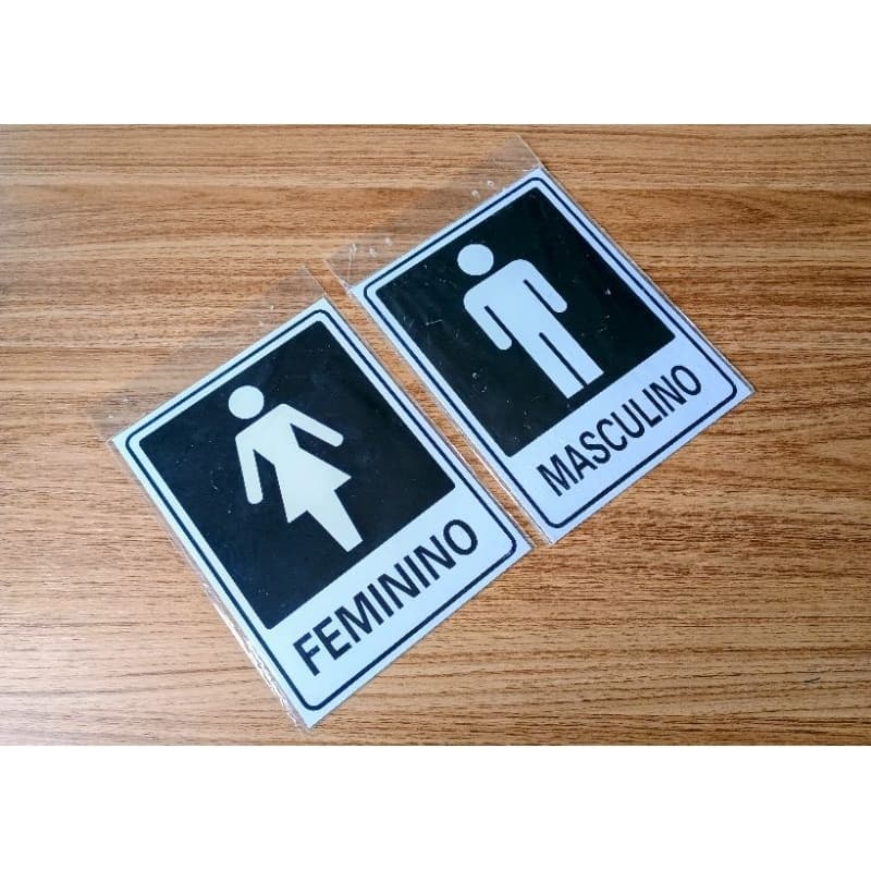 Placas Sinalizadoras WC Feminino e Masculino