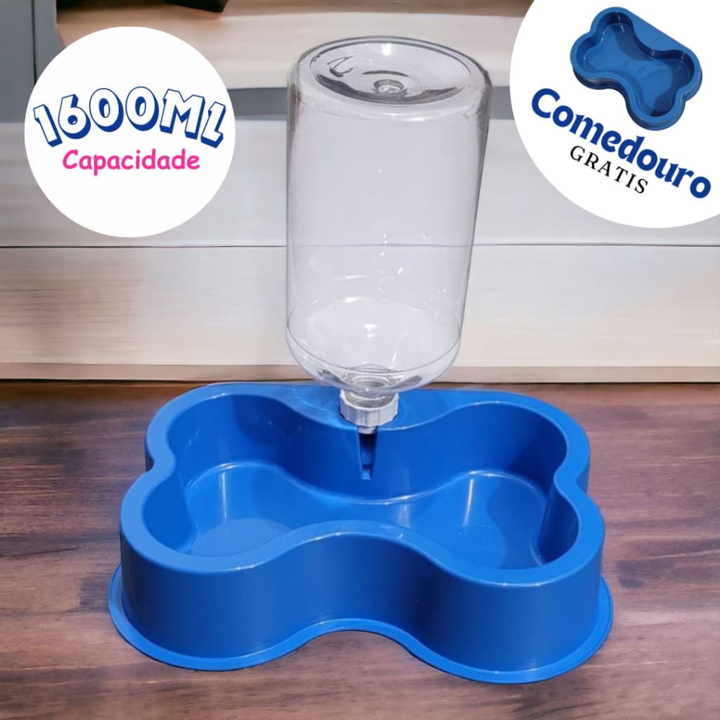 Bebedouro Formato osso com garrafa inclusa automático 1700 ml Ganhe Comedouro