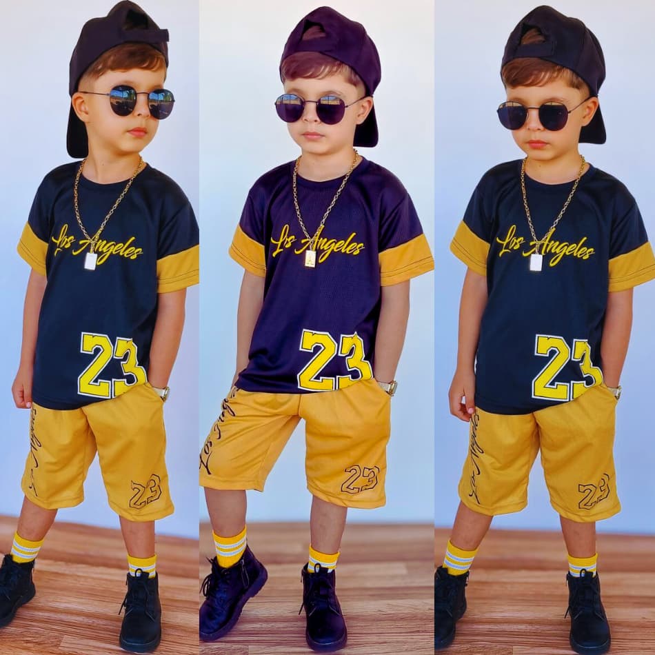 Conjunto Infantil Juvenil Maculino Dry fit 2 Peças Camisa E Bermuda Top De Linha