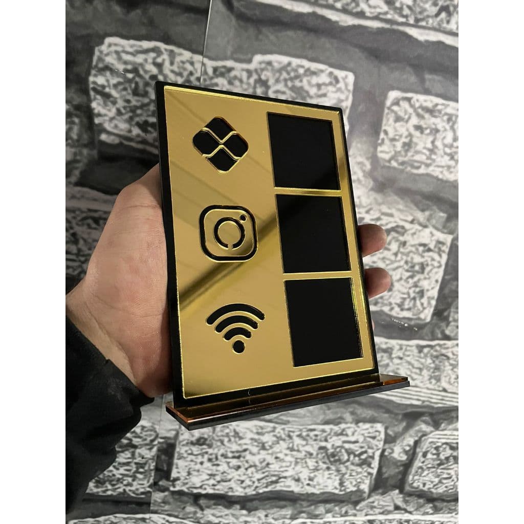 Placa Display 03 QR Code - Acrílico Espelhado - PIX/INSTA/WI-FI