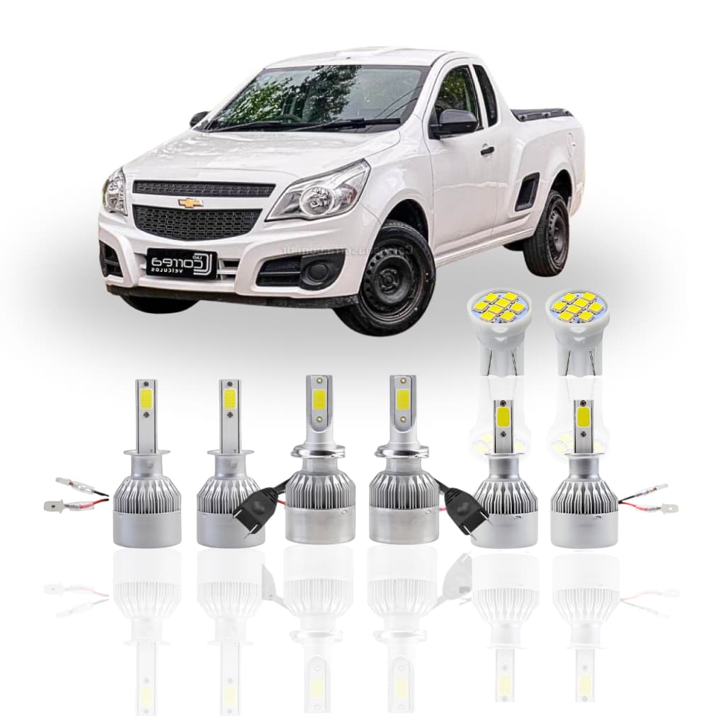 Kit Lâmpada Led Chevrolet Montana 2011 a 2020 ( Farol Alto Baixo Milha Farolete ) H1 H3 H7 T10 SUPER LED