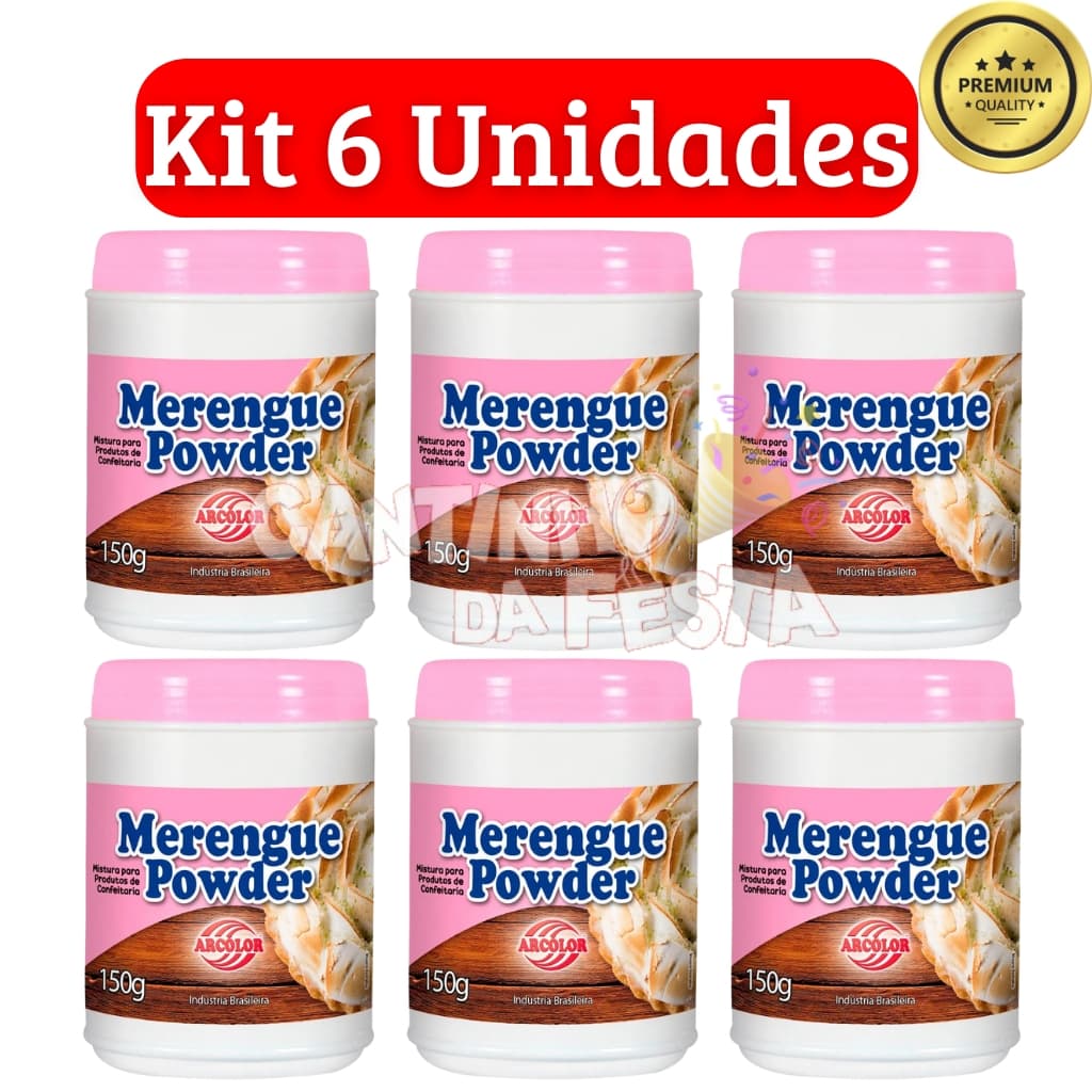 Kit 6 Unidades Merengue Powder 150g Arcolor – Fácil de Usar, Alta Qualidade, Doces e Confeitaria