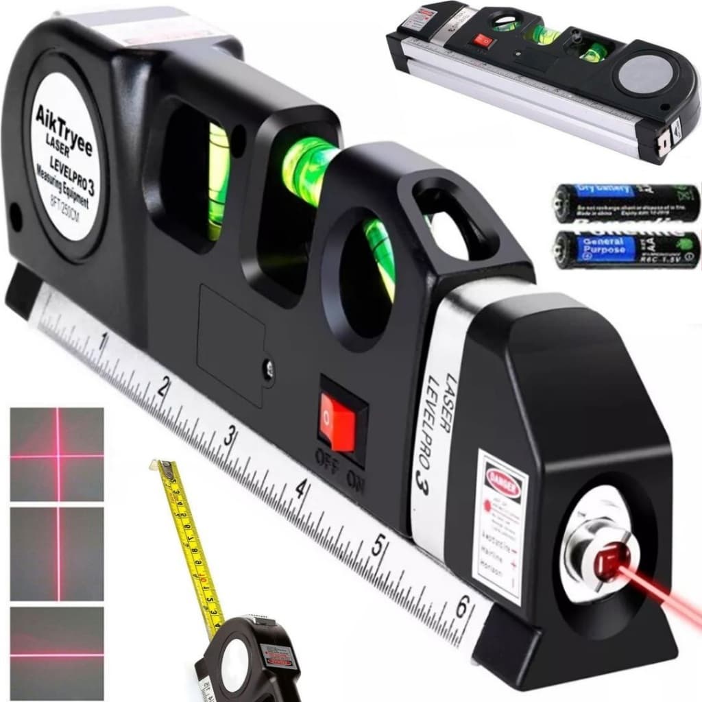 Medidor de Nível A Laser 3 Linhas  Profissional 4 Em 1 Trena Régua Bolha