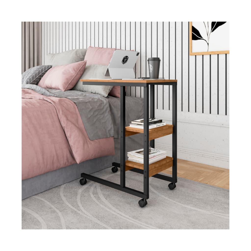 Mesa de apoio para cama e sofá com rodizio