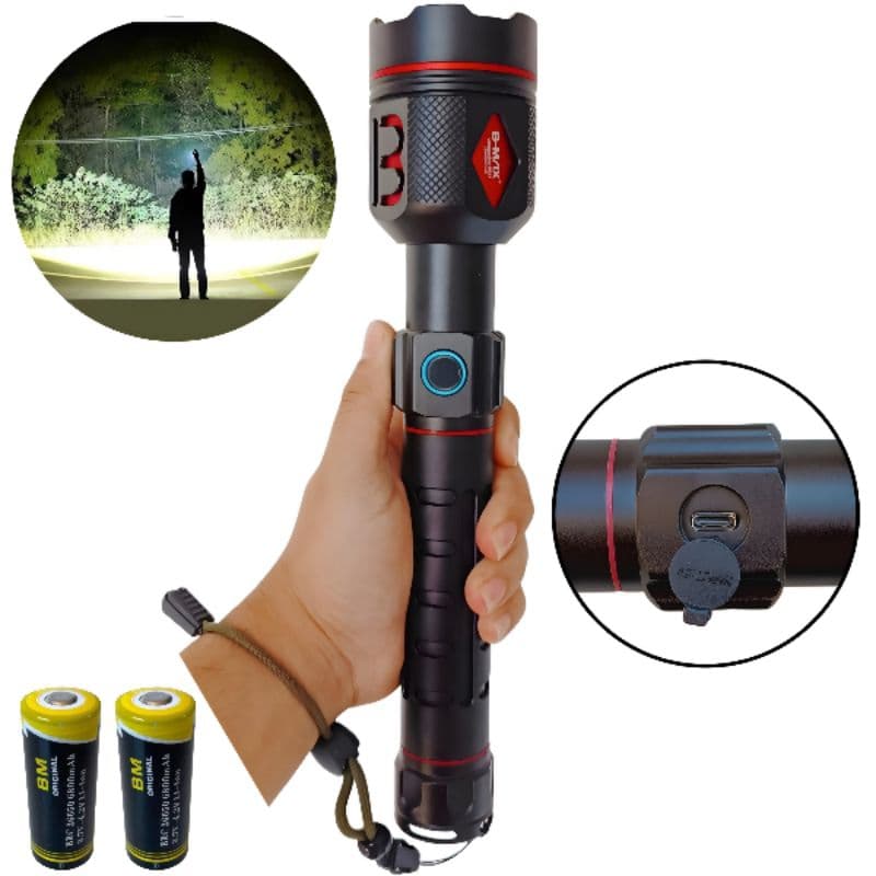 Lanterna Led Tática Recarregável Super Potente Sítio Fazenda Mais Forte Do Mundo 2km Militar