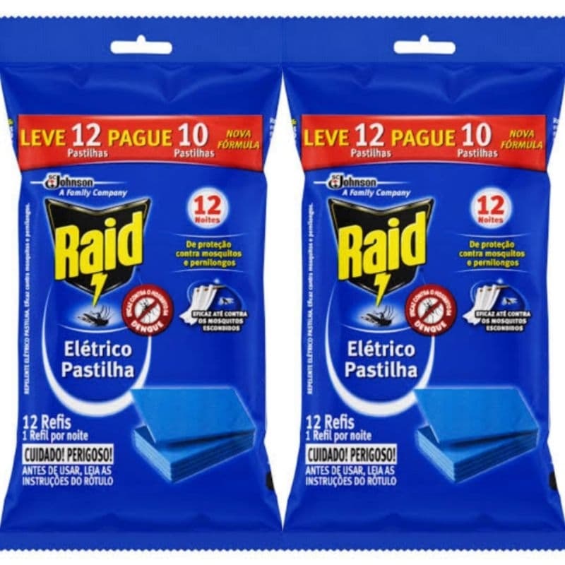 Kit 2 envelopes Raid Repelente Elétrico Pastilha Refil - Total 24 pastilhas