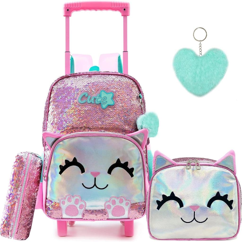 Mochila Infantil Menino Menina Mochilas Rodinha Mochila De Bordo Kit Casual Infantis Escama Rosa