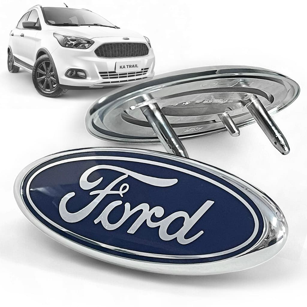 Emblema Logo Capô Dianteiro Original Ford Ka 2015 2016 2017 2018 2019 2020 Azul Pinos Encaixe Frente Grade