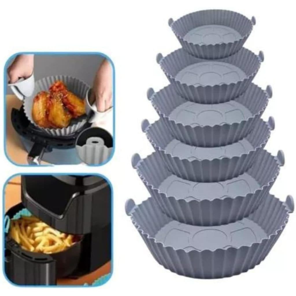 Kit 6 Forma de Silicone para Fritadeira Air Fryer com Alça Antiaderente Cozinha