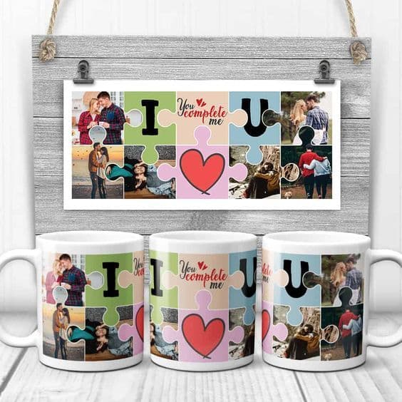 Caneca Casal Casamento Namorados Quebra-cabeça Personalizada do seu Jeito presente Porcelana 325ml