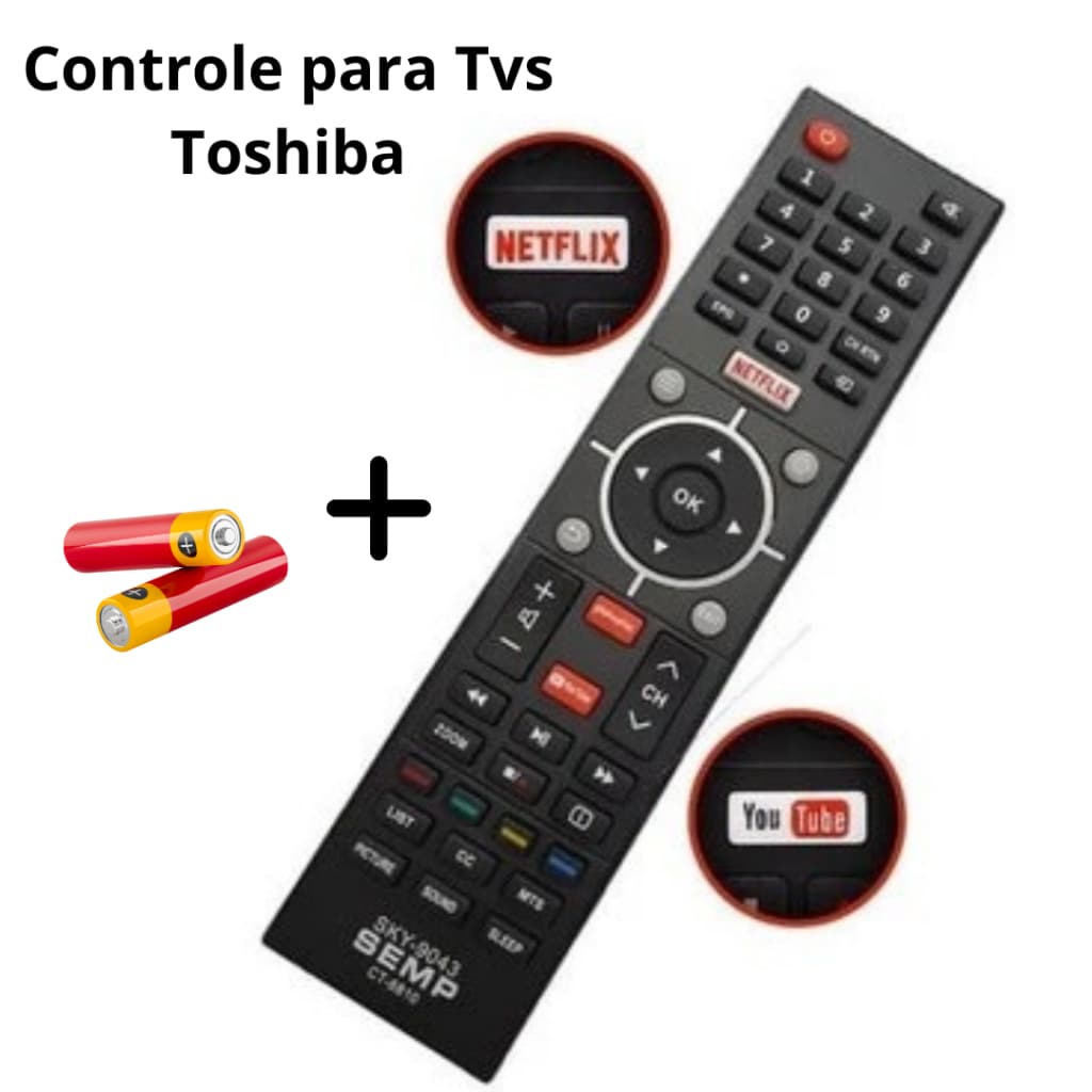 Controle Para Tv Semp Toshiba Ct-6810 Com Tecla Netflix e Youtube