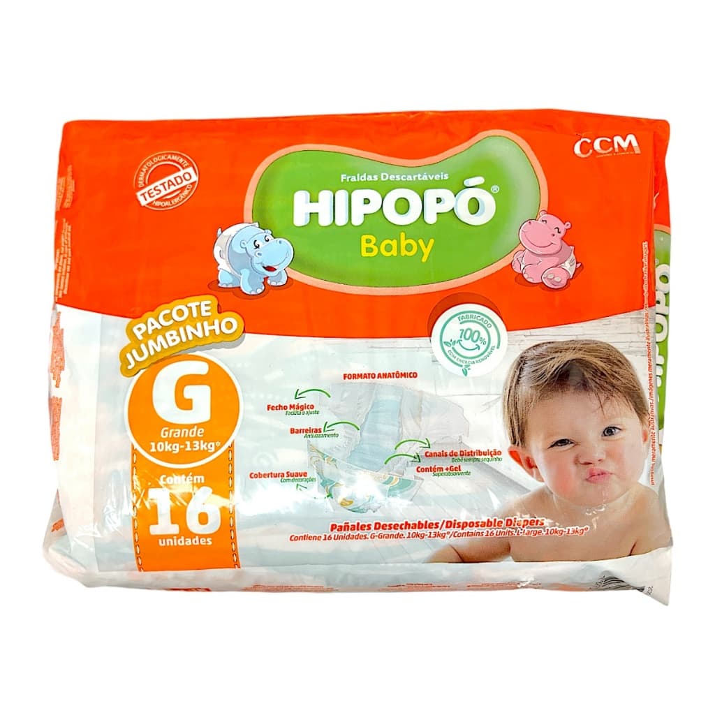 FRALDA INFANTIL HIPOPO BABY JUMBINHO G C/16