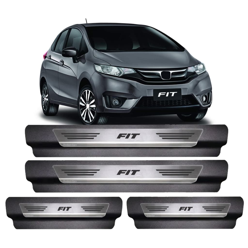 Kit Soleira Protetor Porta Aço Inox Escovado + Base Fit 2007 Até 2021