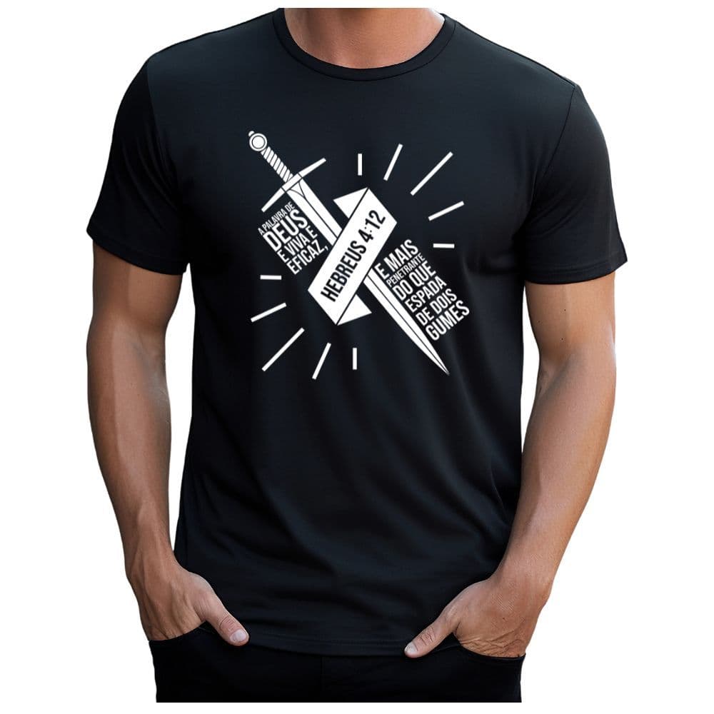 Camiseta Gospel Cristã Evangélica Espada Promoção 100% Algodão
