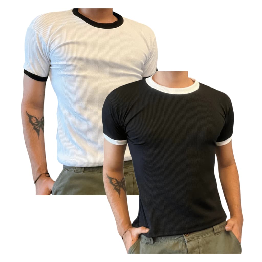 Camiseta Curta Masculina Boxy Justa, Blusa tipo Box Básica Ajustada ao corpo e Texturizada