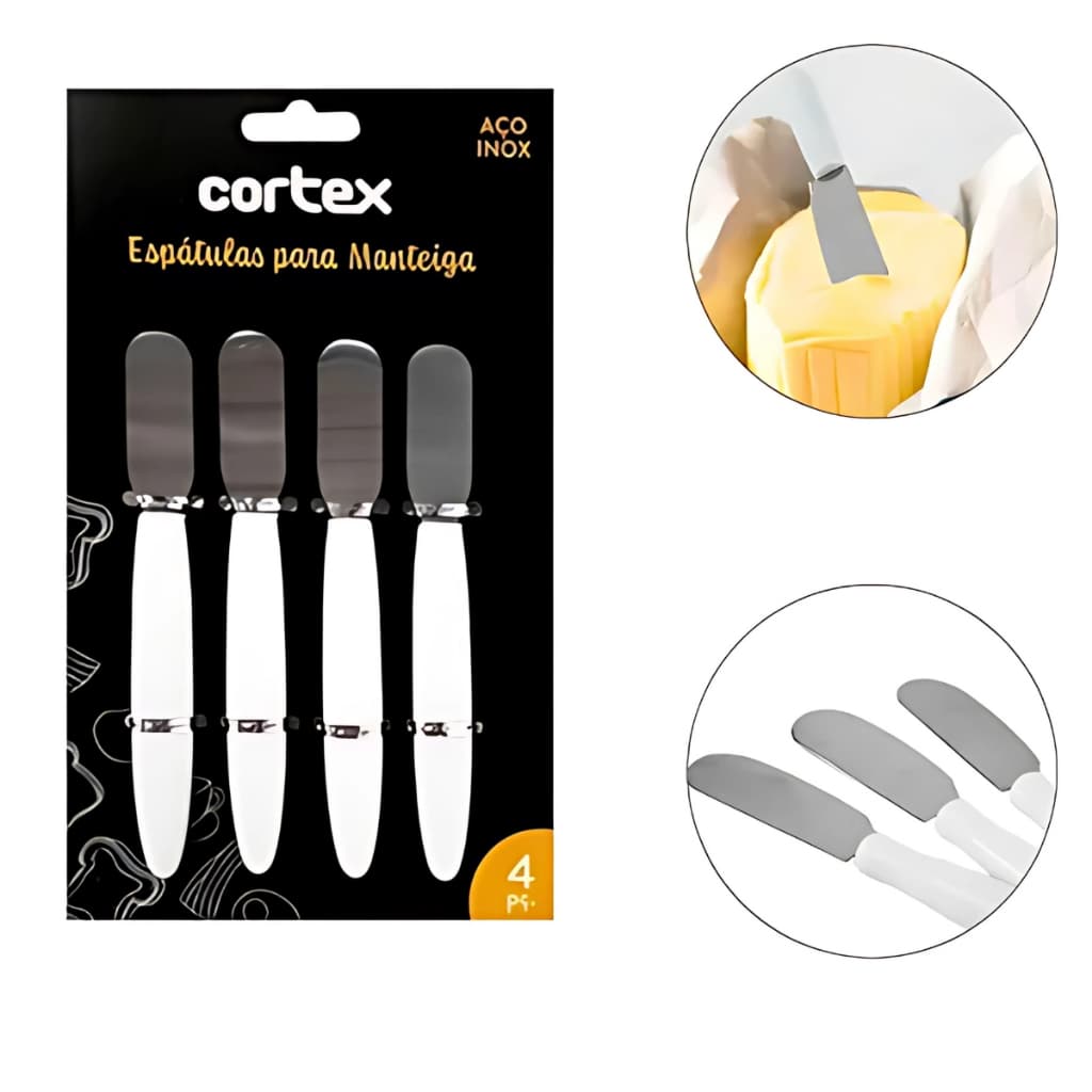 Conjunto 4 Espátulas Para Manteiga Cortex Aço Inox